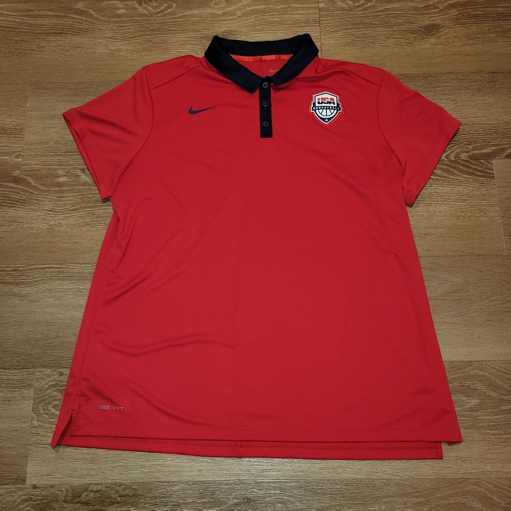 Nike Dri-Fit Team USA Basketball Womens Polo Shirt Size XXL Red New With Tag